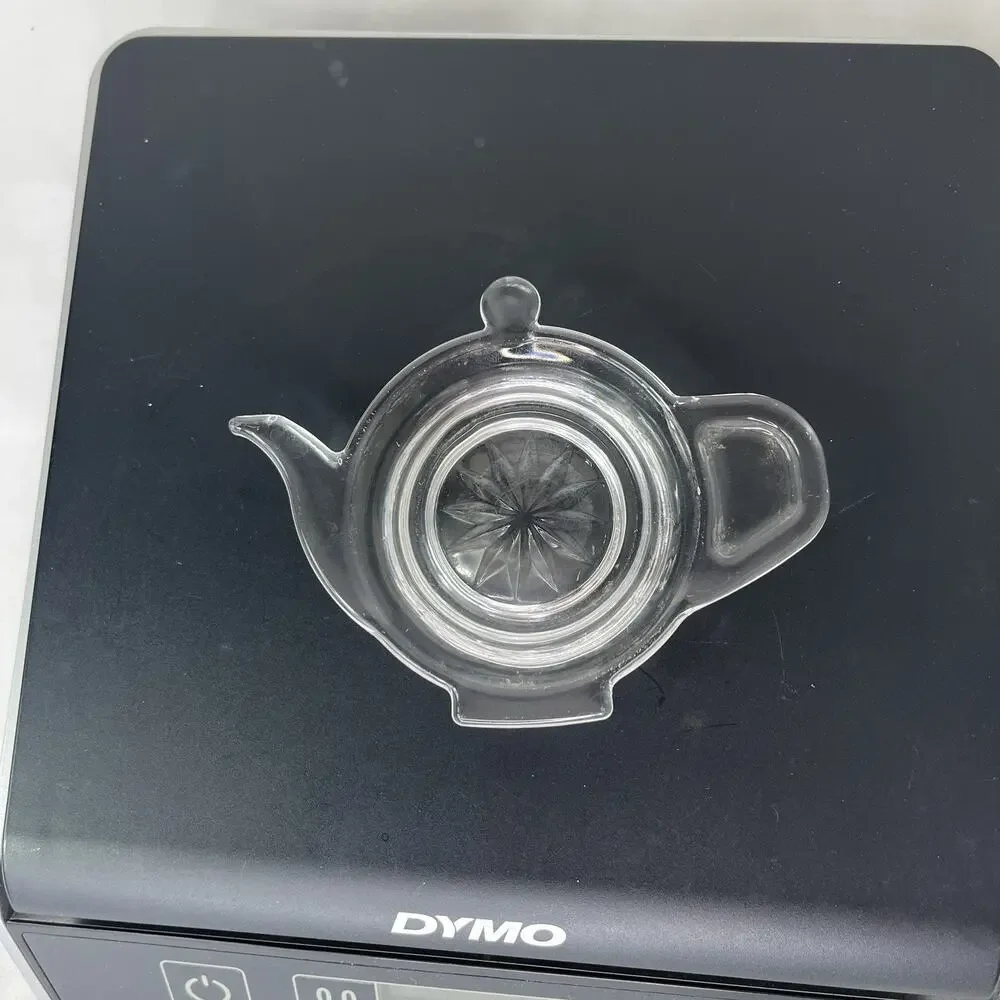 Glass votive candle holder, tea pot shape, vintage, tea party, decorative.